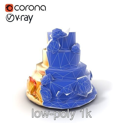 Ornate Gradient Party Cake model pack Low-poly 3D model 7