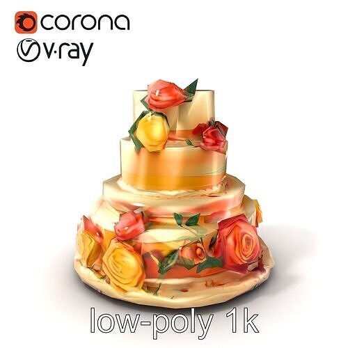 Ornate Gradient Party Cake model pack Low-poly 3D model 5