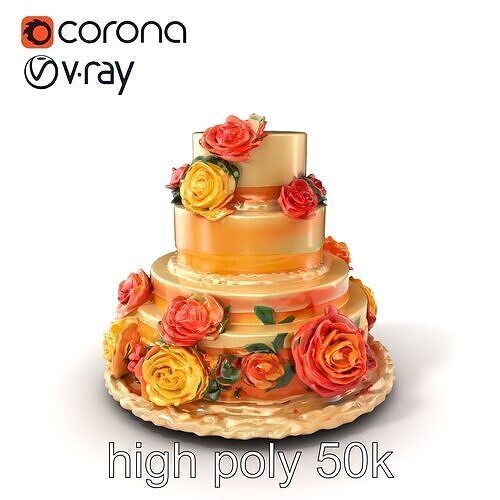Ornate Gradient Party Cake model pack Low-poly 3D model 2