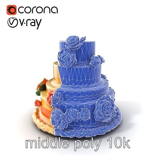 Ornate Gradient Party Cake model pack Low-poly 3D model 6