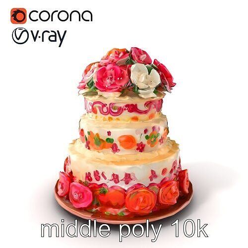 Lavish Decorative Cake Design Model Pack Low-poly 3D model