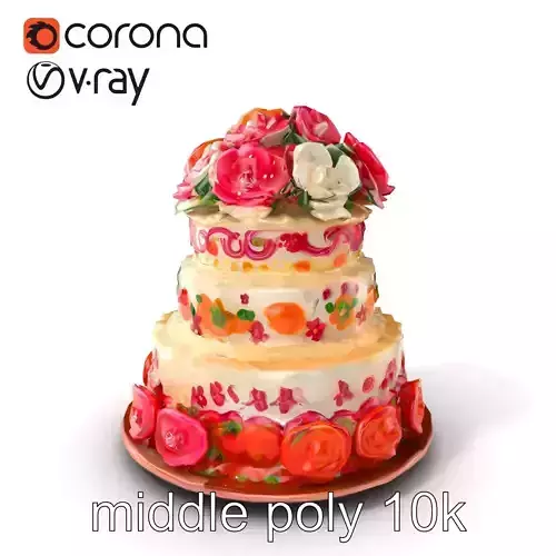 Lavish Decorative Cake Design Model Pack Low-poly 3D model