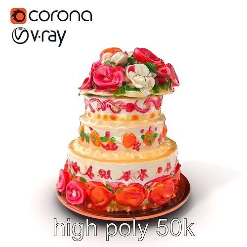 Lavish Decorative Cake Design Model Pack Low-poly 3D model 2