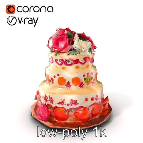 Lavish Decorative Cake Design Model Pack Low-poly 3D model 5