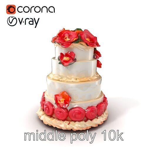 Festive MultiTier Celebration Cake model pack Low-poly 3D model
