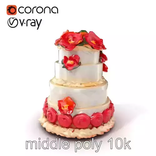 Festive MultiTier Celebration Cake model pack Low-poly 3D model