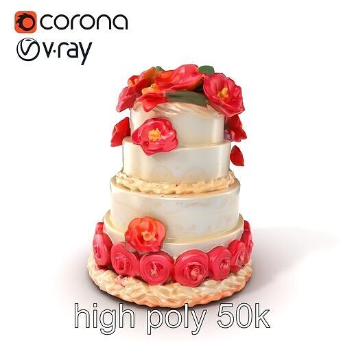 Festive MultiTier Celebration Cake model pack Low-poly 3D model 2