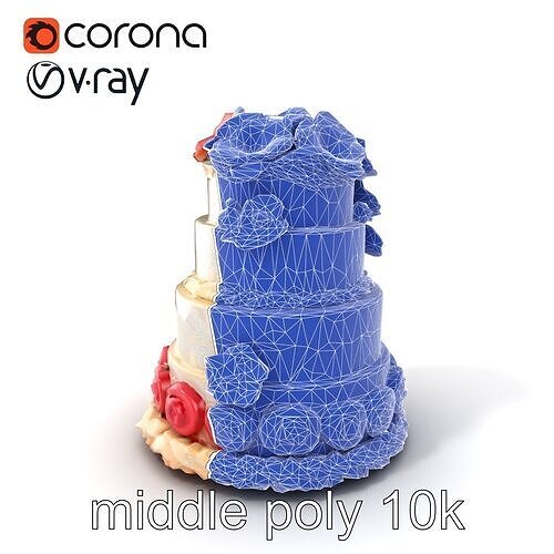 Festive MultiTier Celebration Cake model pack Low-poly 3D model 6
