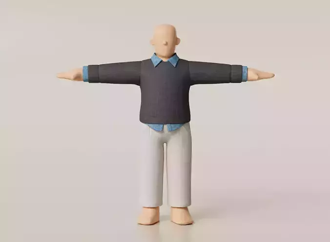 Cartoon Style Male Character Stylish Clothes