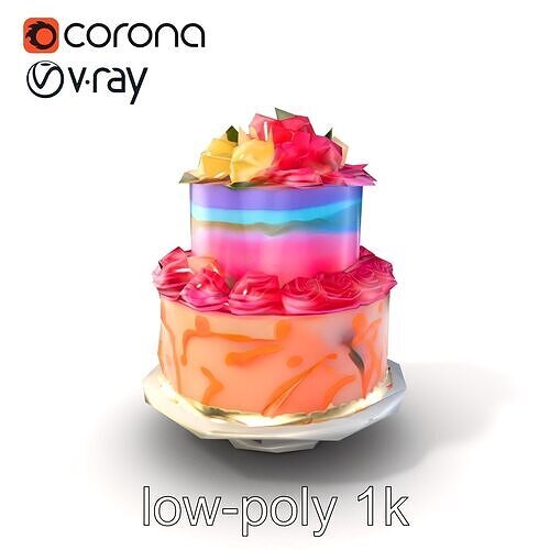 Celebratory Gradient Cake Ornament model pack Low-poly 3D model 5