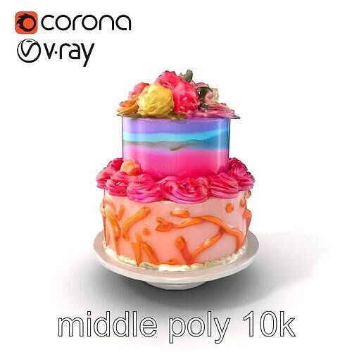 Celebratory Gradient Cake Ornament model pack Low-poly 3D model