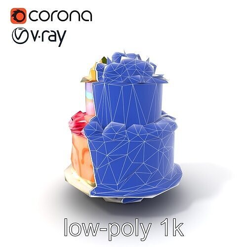 Celebratory Gradient Cake Ornament model pack Low-poly 3D model 7