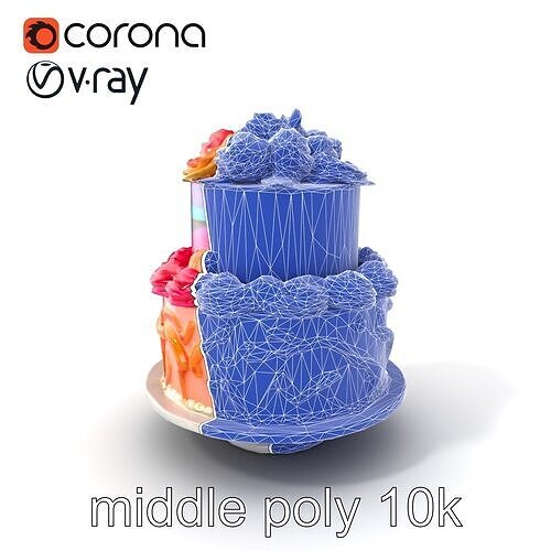 Celebratory Gradient Cake Ornament model pack Low-poly 3D model 6