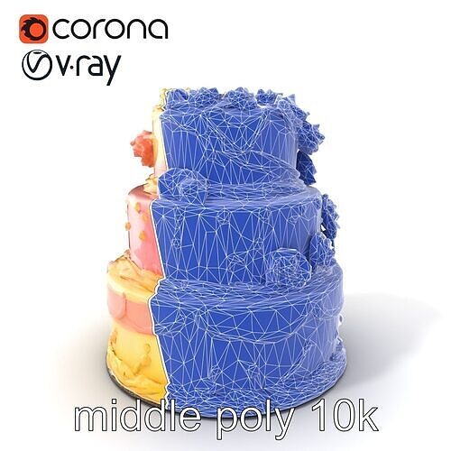 Decorative Party Cake Sculpture model pack Low-poly 3D model 6
