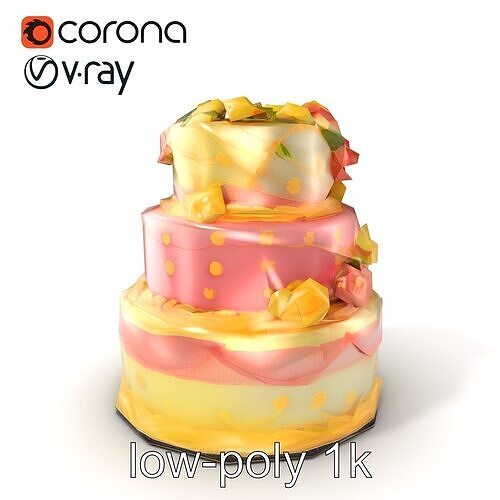 Decorative Party Cake Sculpture model pack Low-poly 3D model 5
