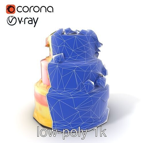 Decorative Party Cake Sculpture model pack Low-poly 3D model 7