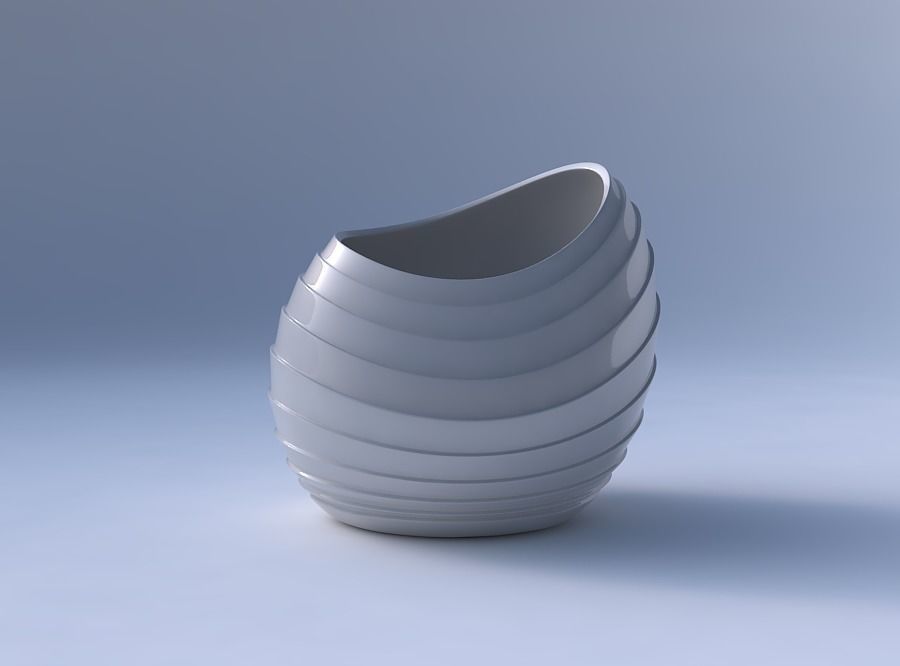 Bowl skewed and twisted with horizontal layers 3D print model_4