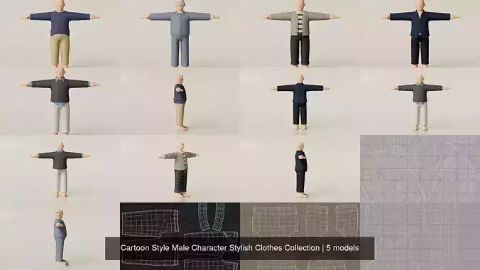 Cartoon Style Male Character Stylish Clothes Collection