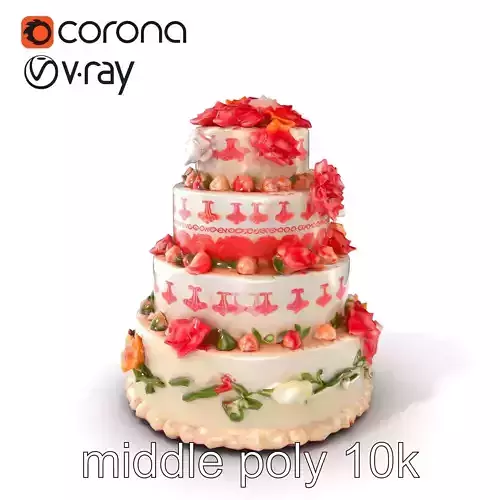 Elegant Celebration Cake with Sugar Flowers model pack