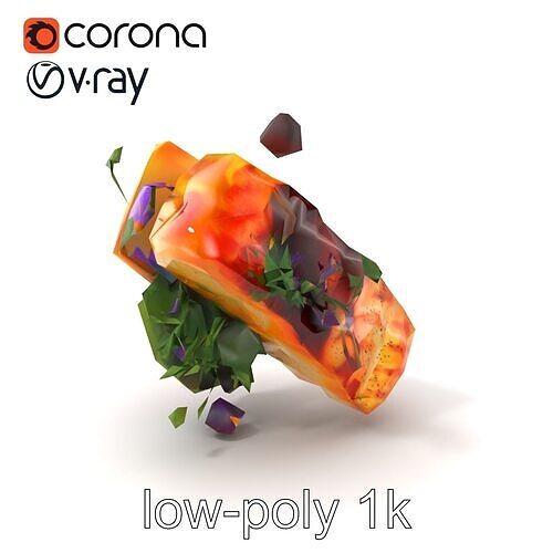 Gourmet Grilled Salmon Dish Model Pack Low-poly 3D model 5