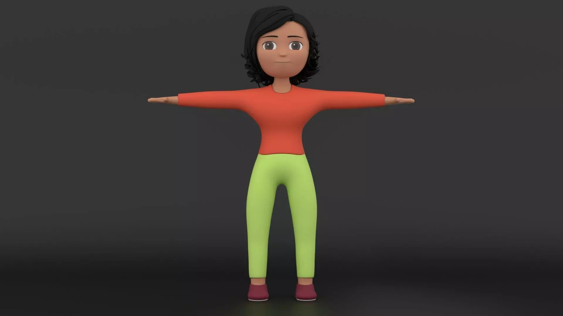 Stylized 3D Woman Character Rigged Facial Shape Key Animation Low-poly 3D model