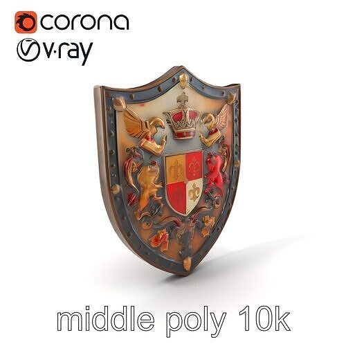 Medieval Decorative Shield with Coat of Arms model pack Low-poly 3D model