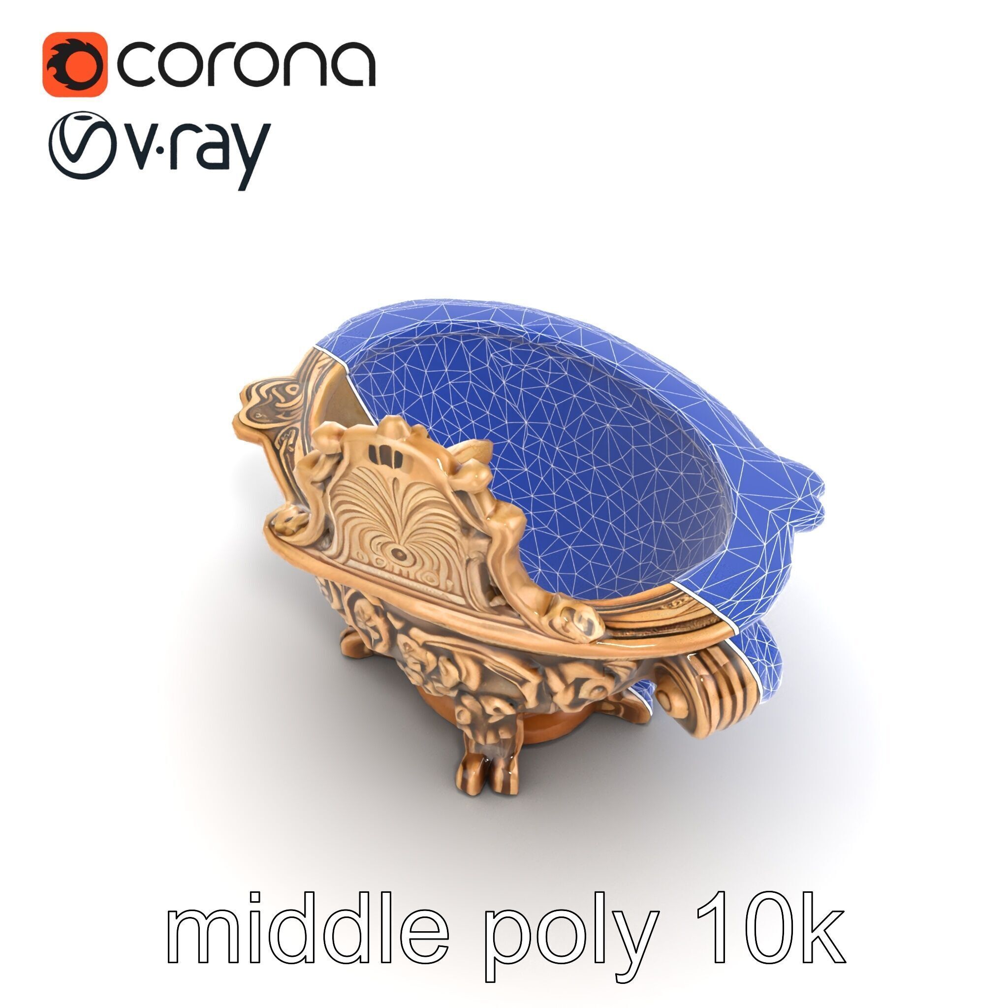 Antique Castle Basin Carved Decor model pack Low-poly 3D model_31