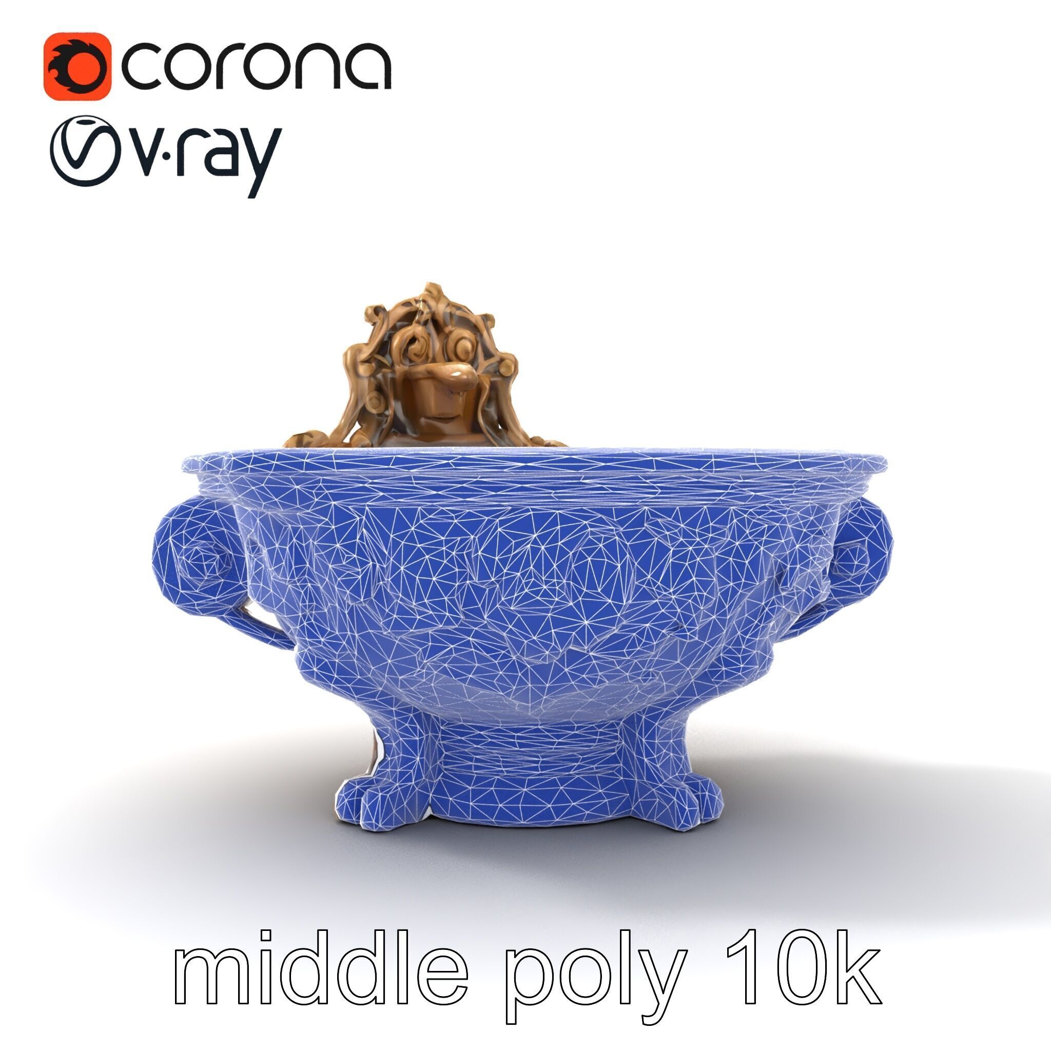 Antique Castle Basin Carved Decor model pack Low-poly 3D model_30