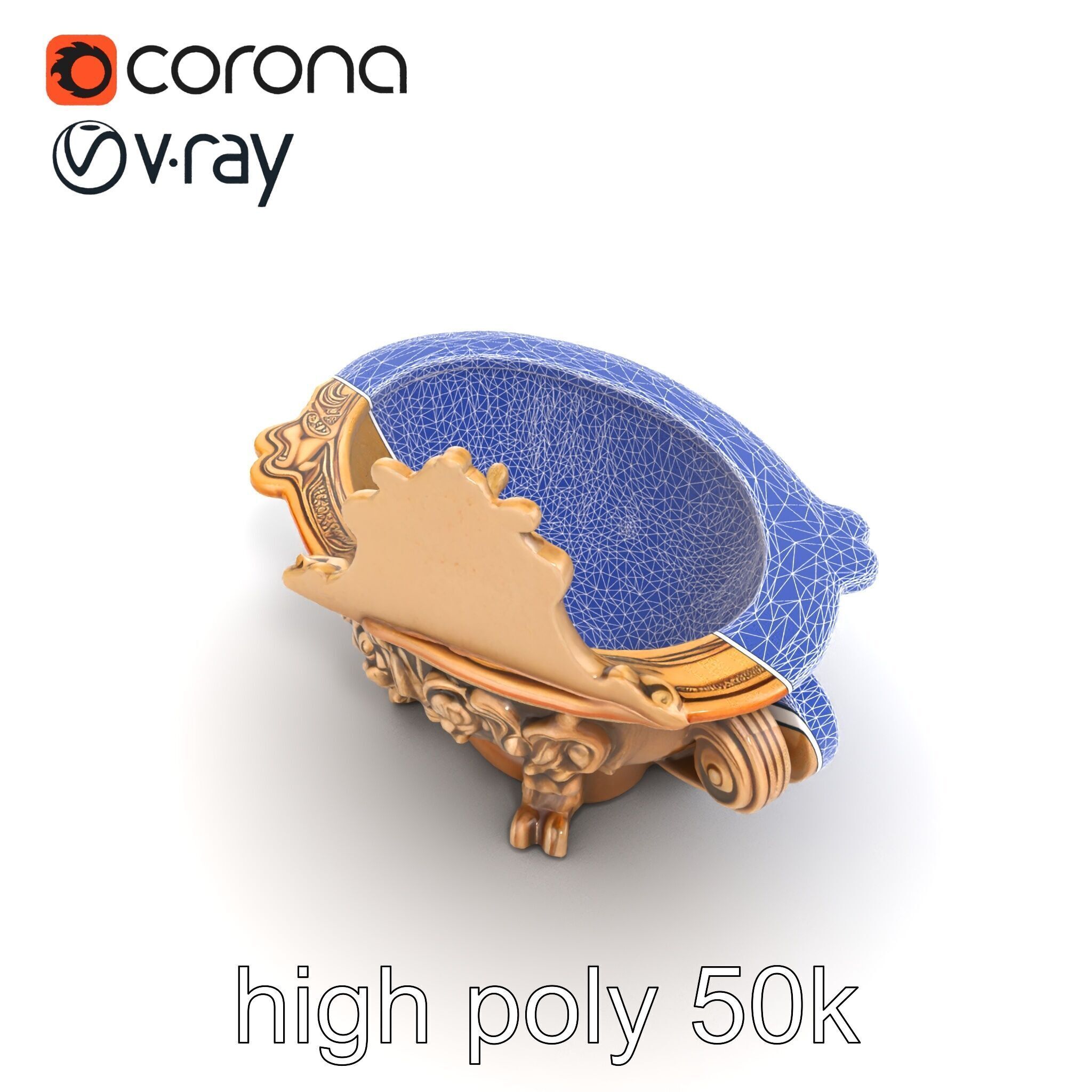 Antique Castle Basin Carved Decor model pack Low-poly 3D model_27