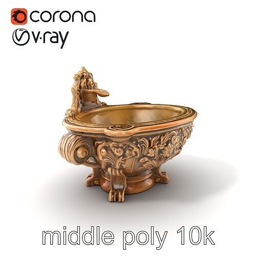 Antique Castle Basin Carved Decor model pack Low-poly 3D model
