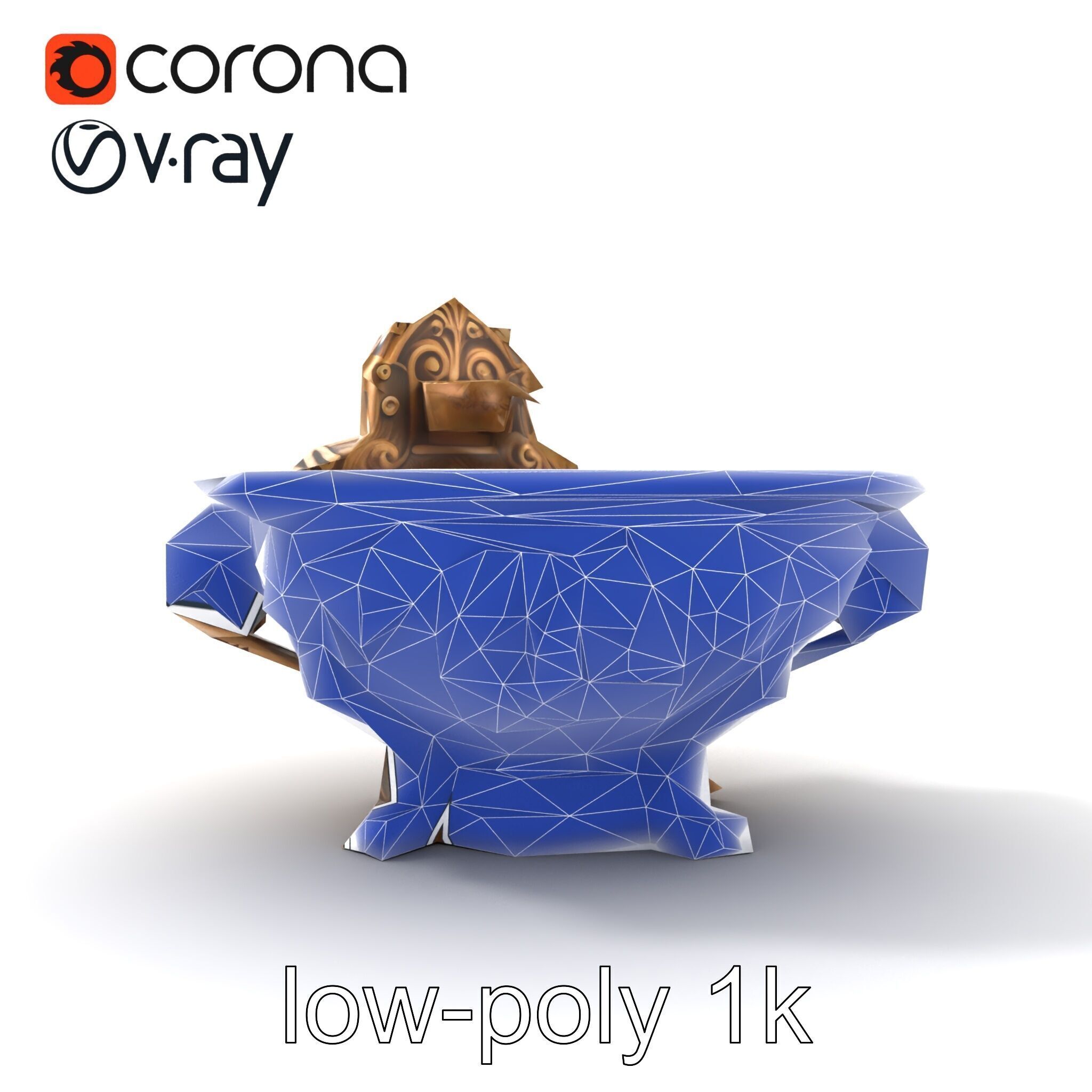 Antique Castle Basin Carved Decor model pack Low-poly 3D model_16