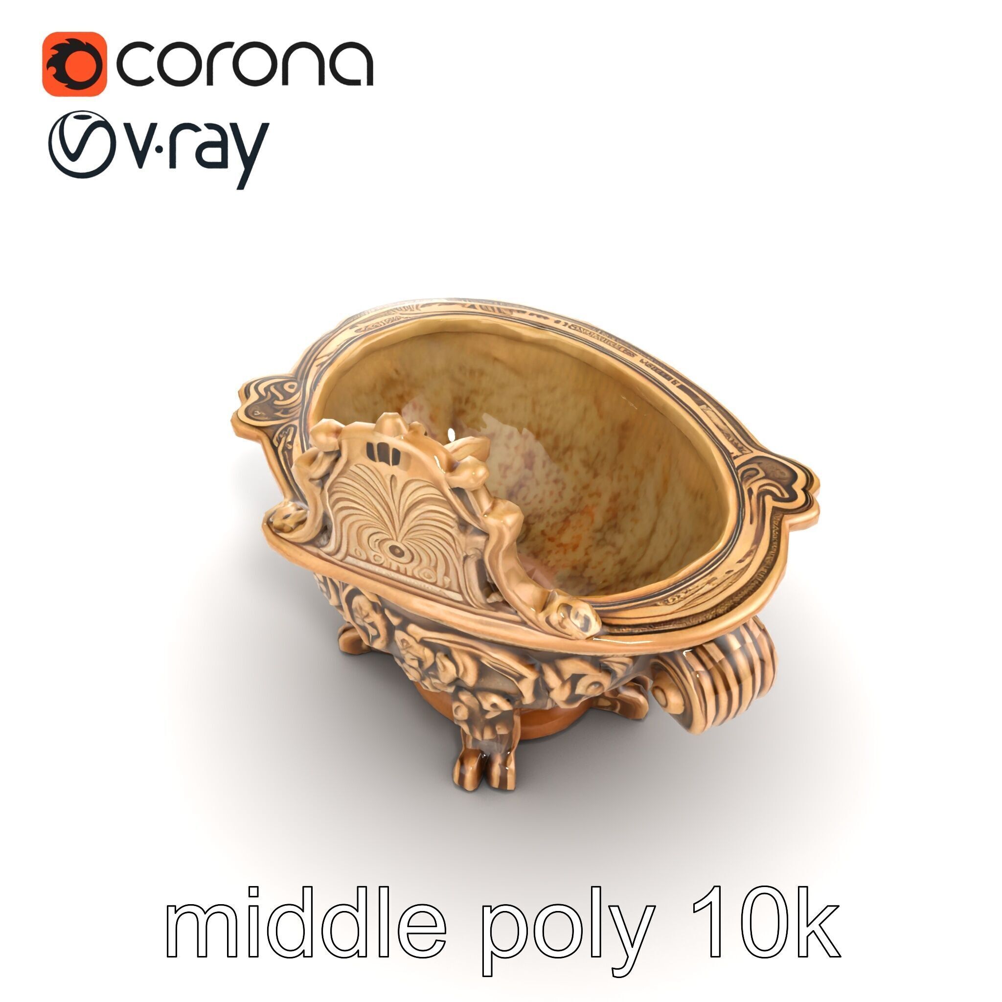 Antique Castle Basin Carved Decor model pack Low-poly 3D model_23