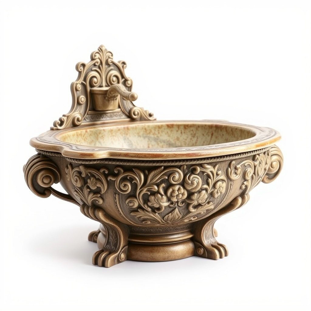 Antique Castle Basin Carved Decor model pack Low-poly 3D model_4