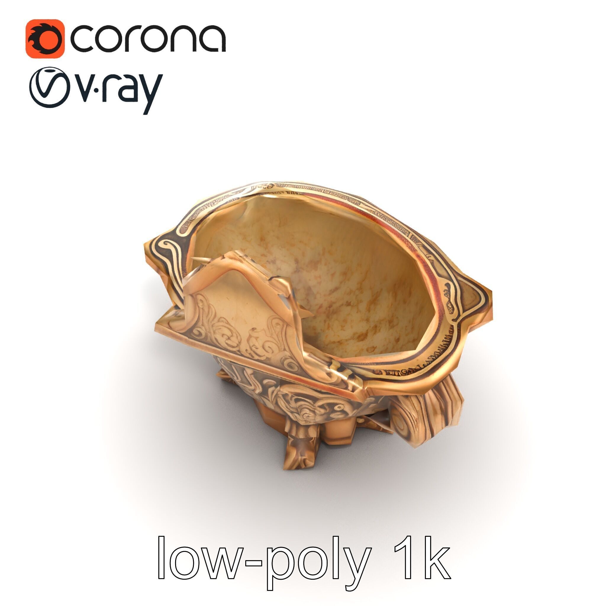 Antique Castle Basin Carved Decor model pack Low-poly 3D model_18