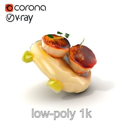 PanSeared Scallop Trio Gourmet Dish model pack Low-poly 3D model 5