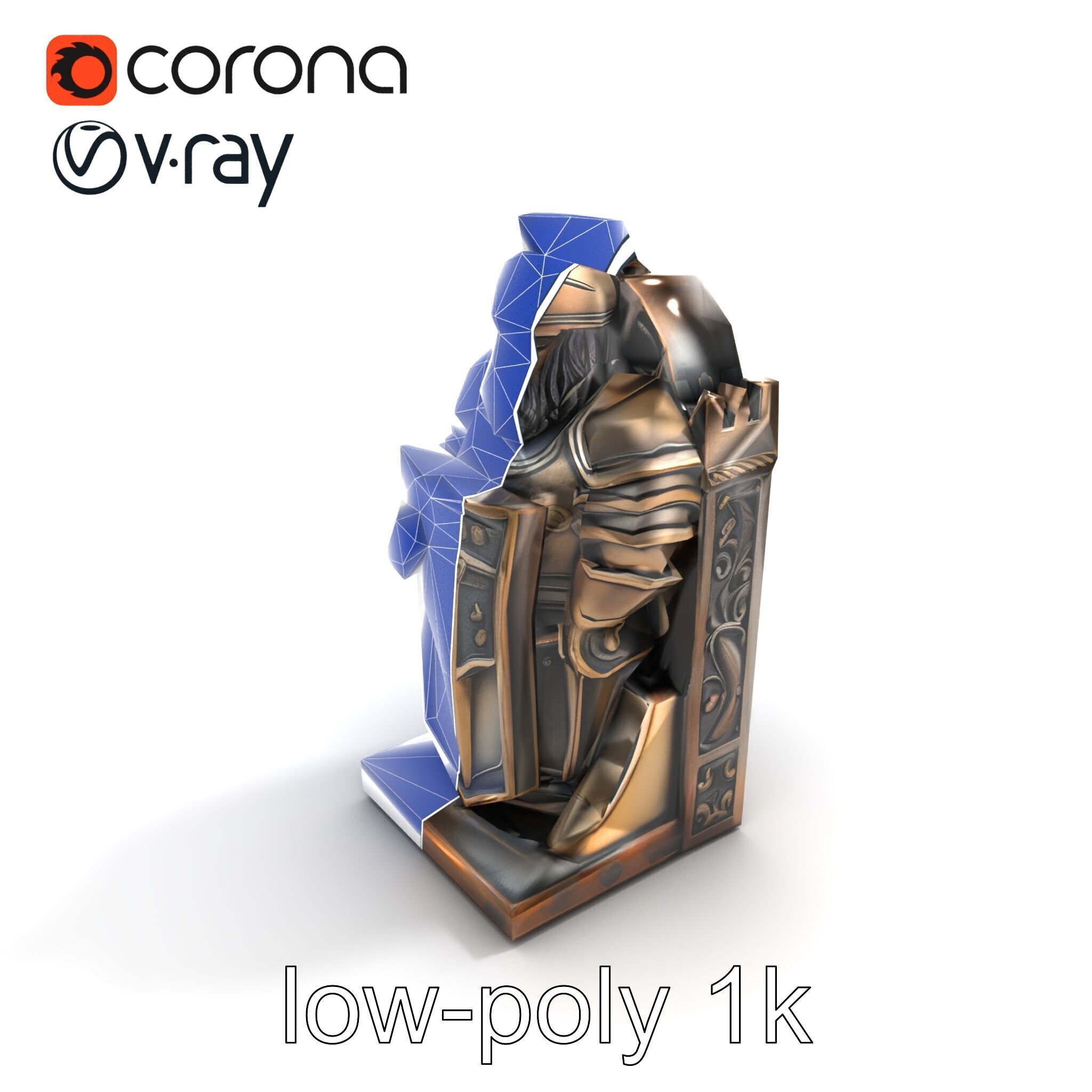 Medieval Knight Castle Bookend model pack Low-poly 3D model_12