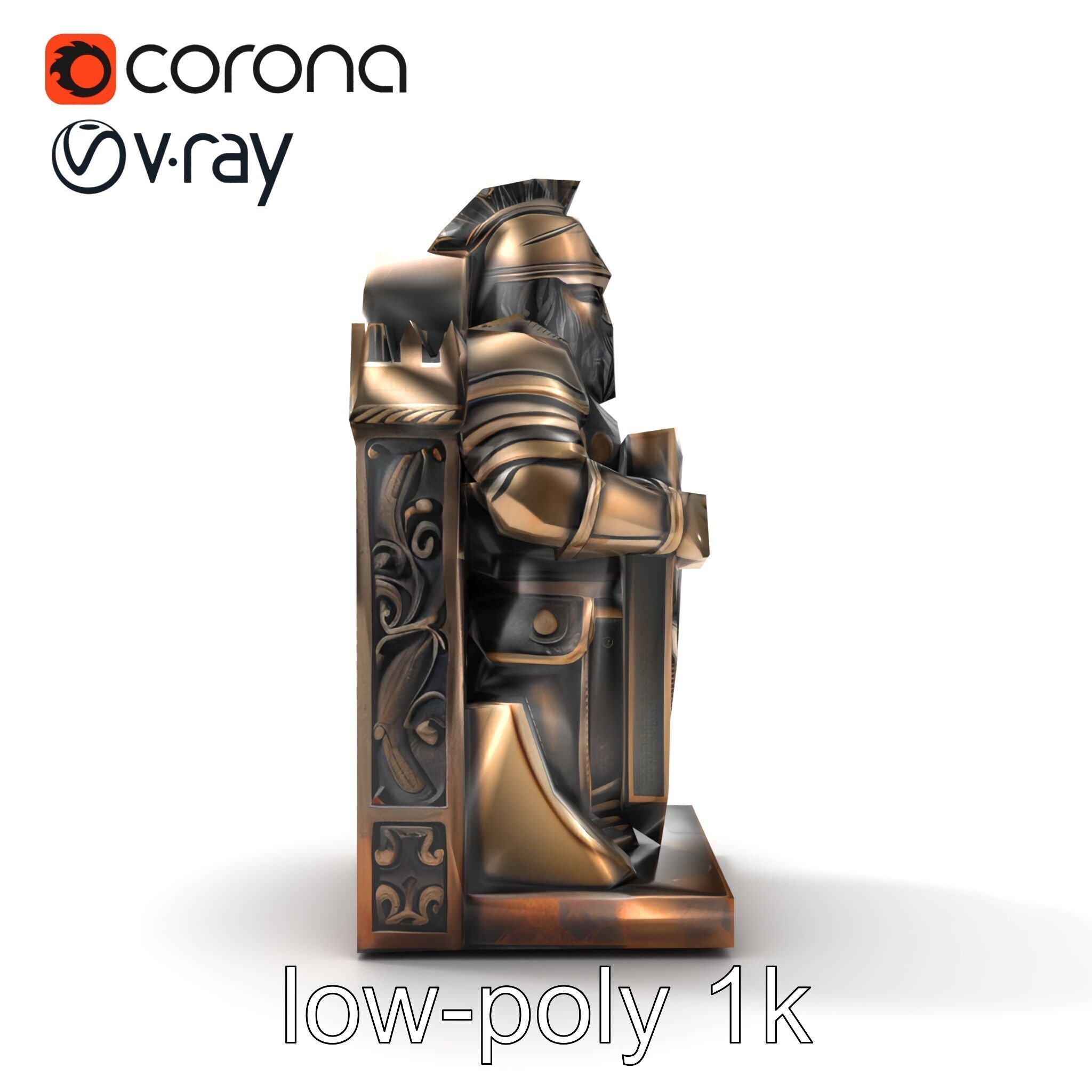 Medieval Knight Castle Bookend model pack Low-poly 3D model_18