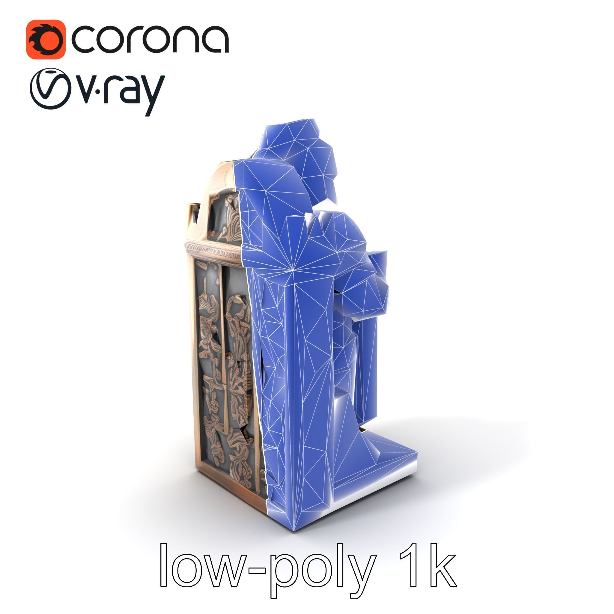 Medieval Knight Castle Bookend model pack Low-poly 3D model_7