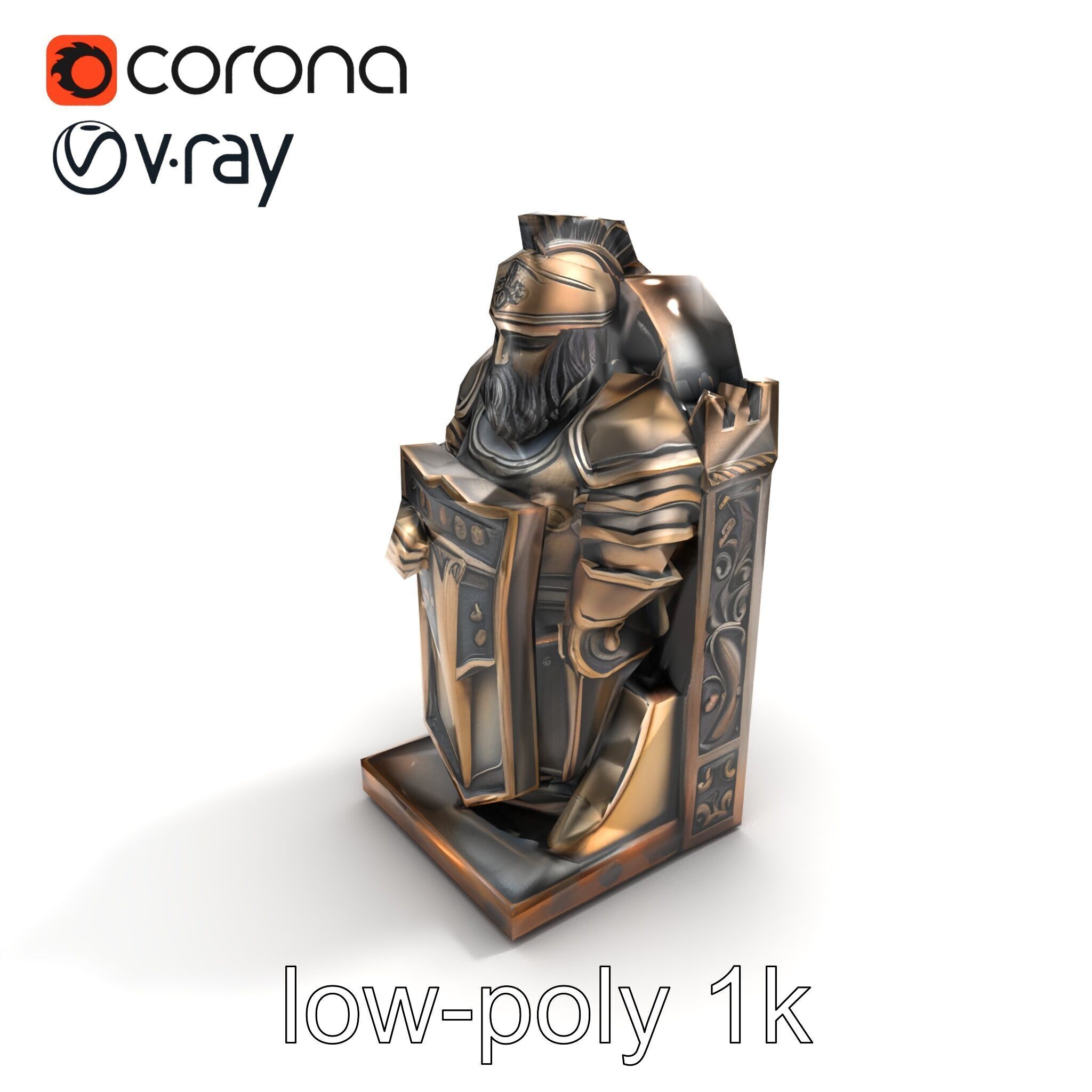 Medieval Knight Castle Bookend model pack Low-poly 3D model_9