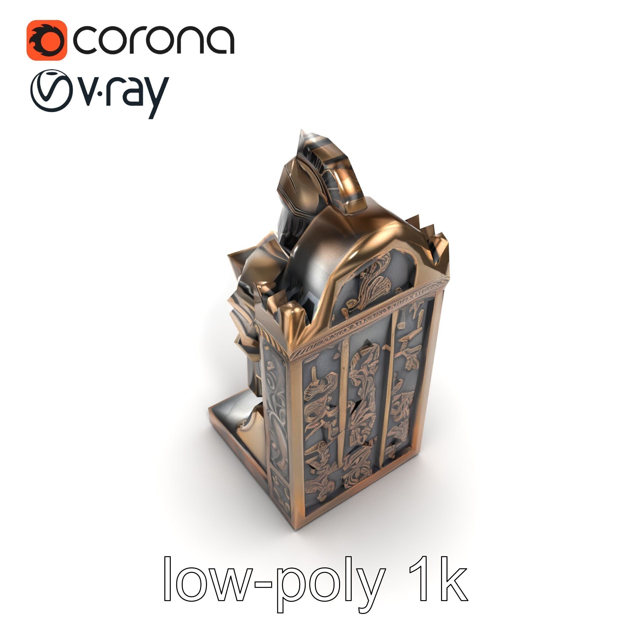 Medieval Knight Castle Bookend model pack Low-poly 3D model_14