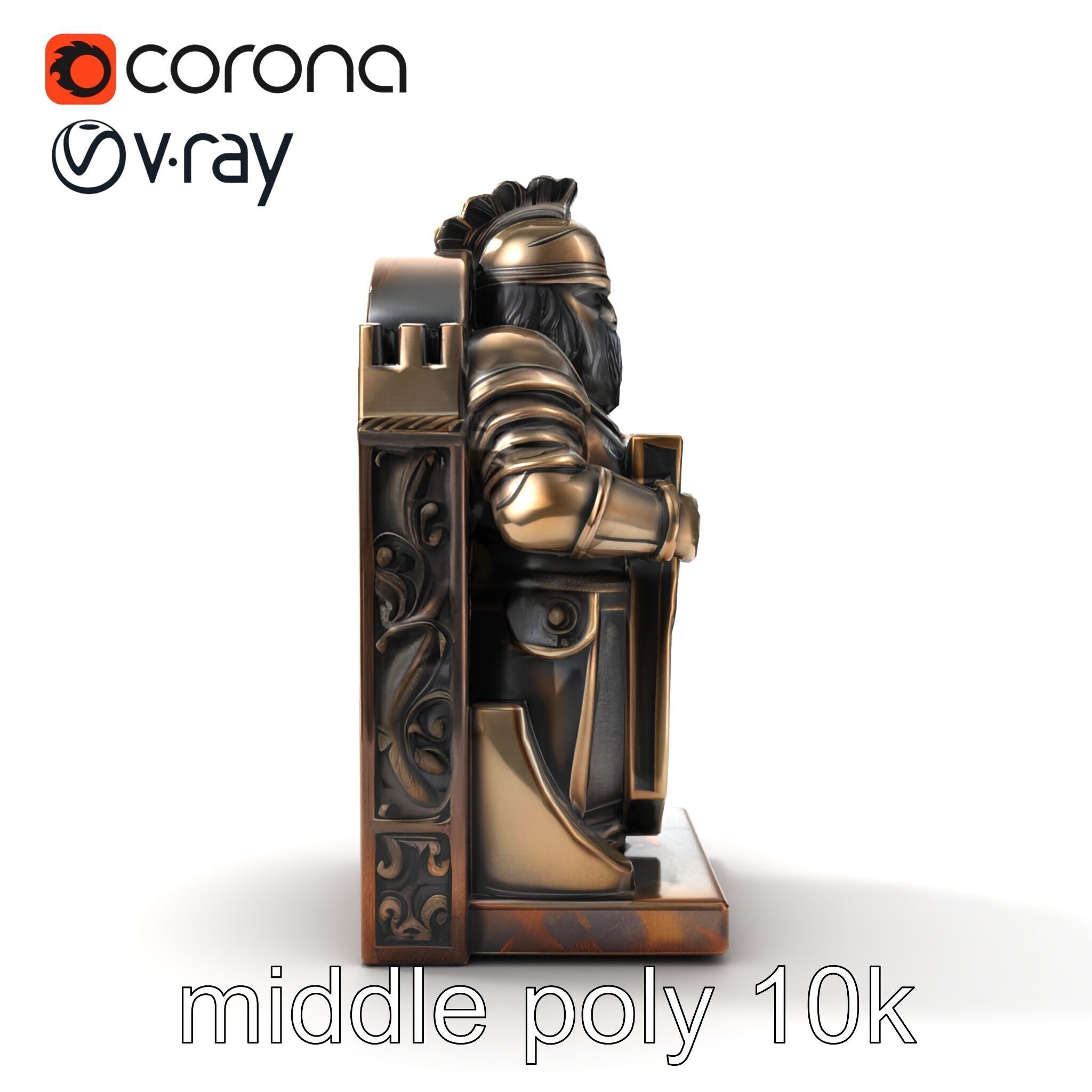 Medieval Knight Castle Bookend model pack Low-poly 3D model_17