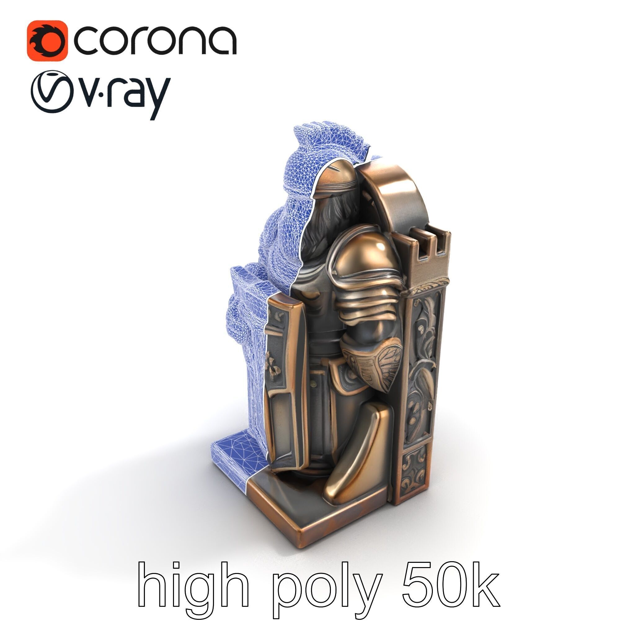 Medieval Knight Castle Bookend model pack Low-poly 3D model_15