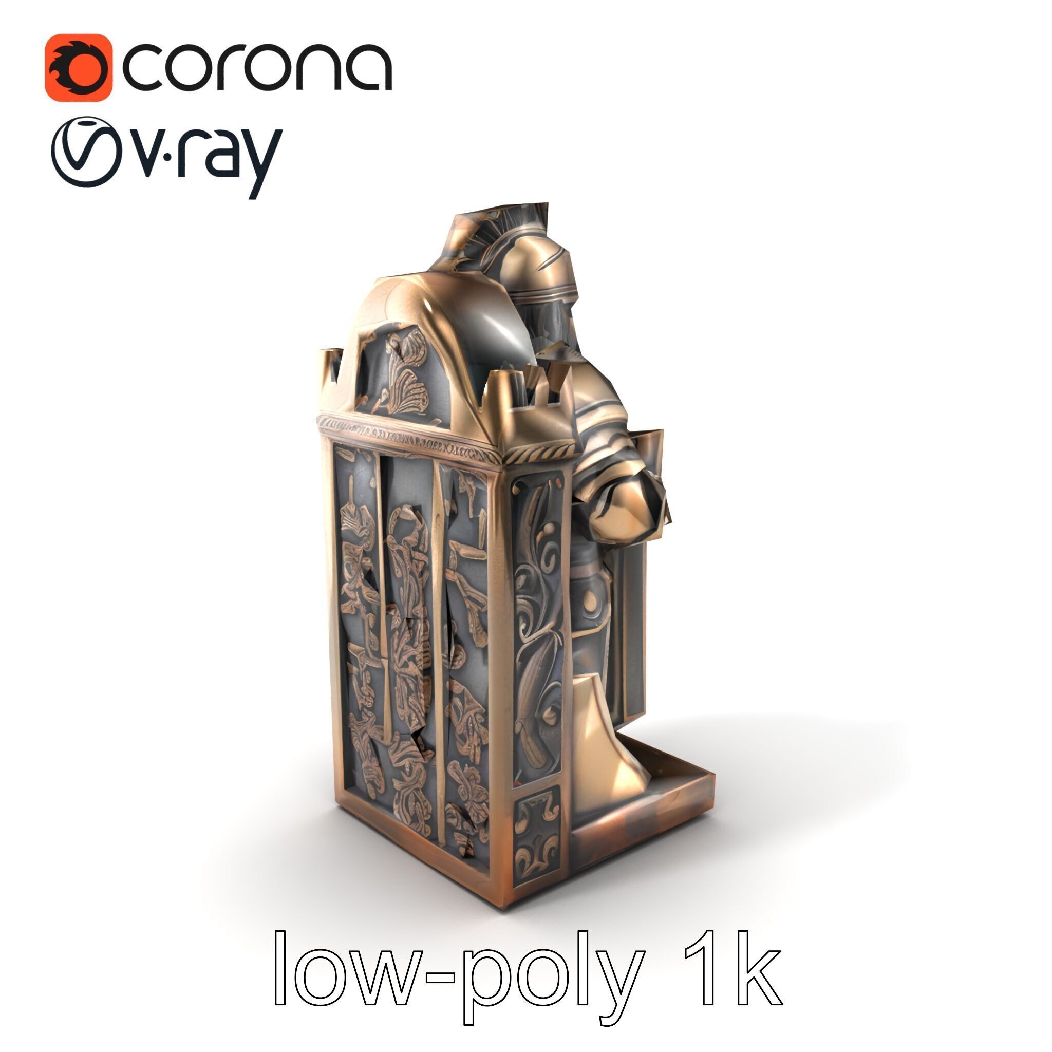 Medieval Knight Castle Bookend model pack Low-poly 3D model_5