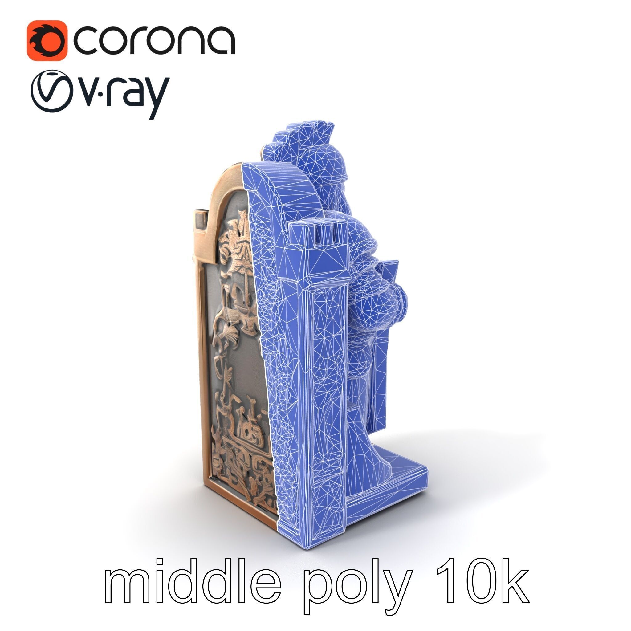 Medieval Knight Castle Bookend model pack Low-poly 3D model_6