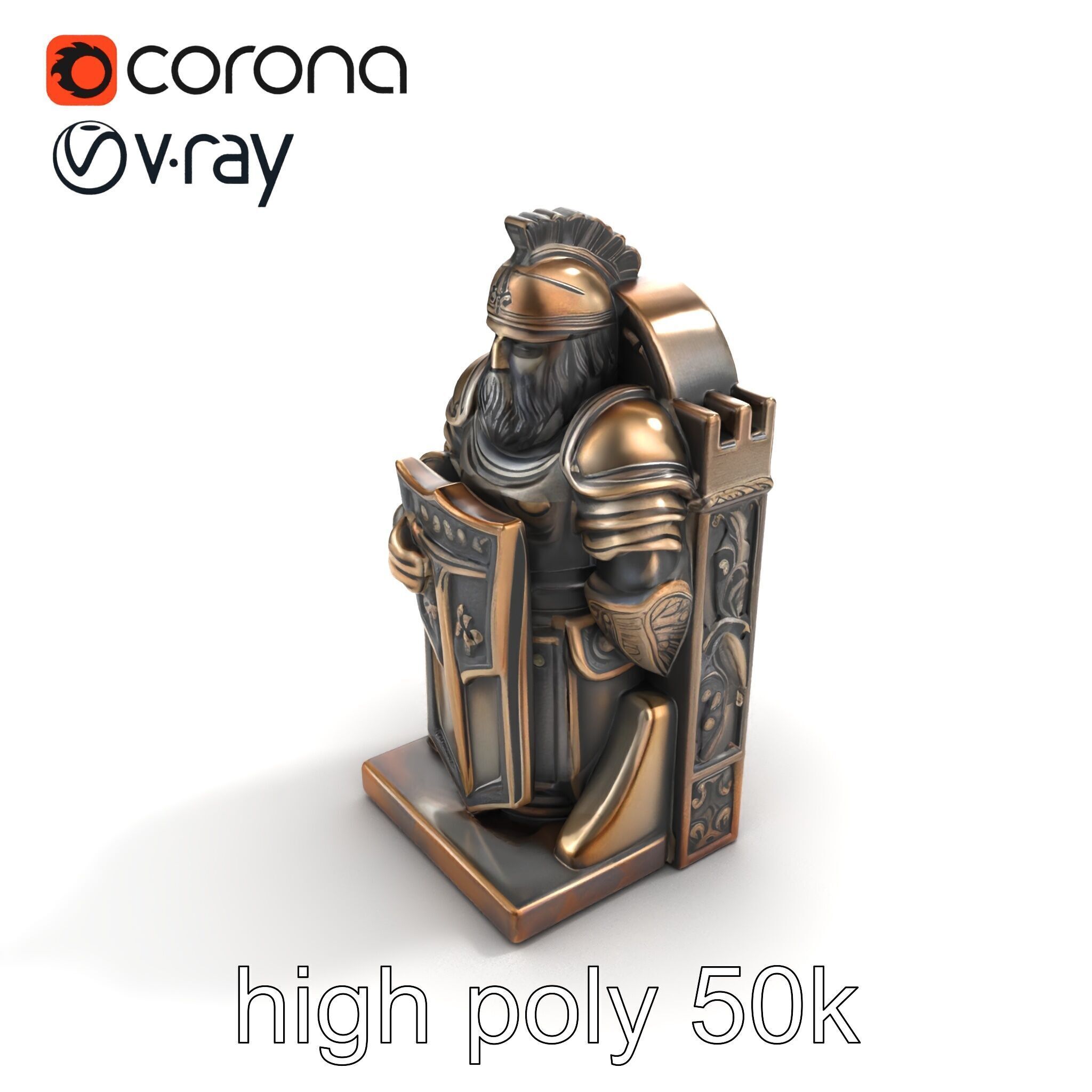 Medieval Knight Castle Bookend model pack Low-poly 3D model_16