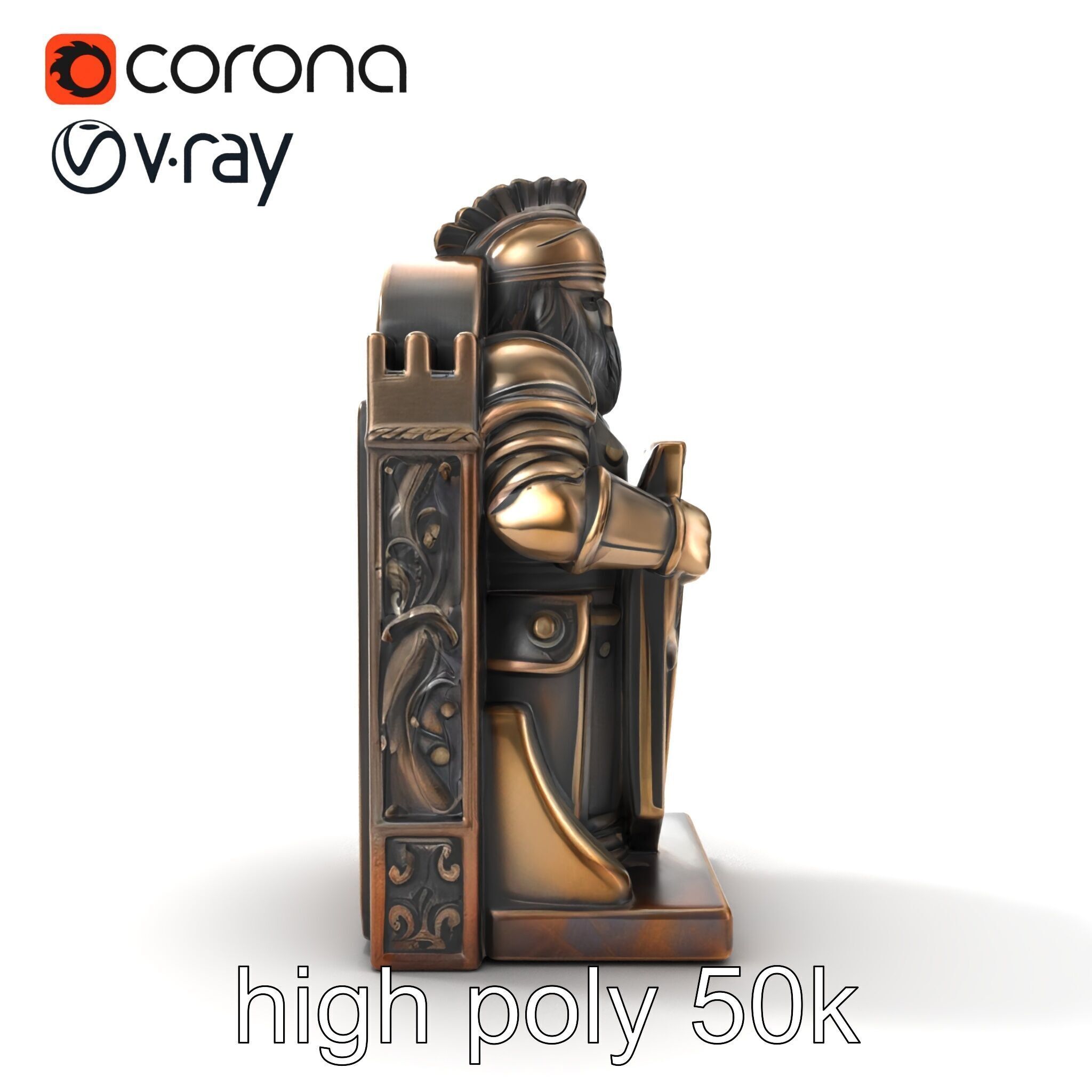Medieval Knight Castle Bookend model pack Low-poly 3D model_28