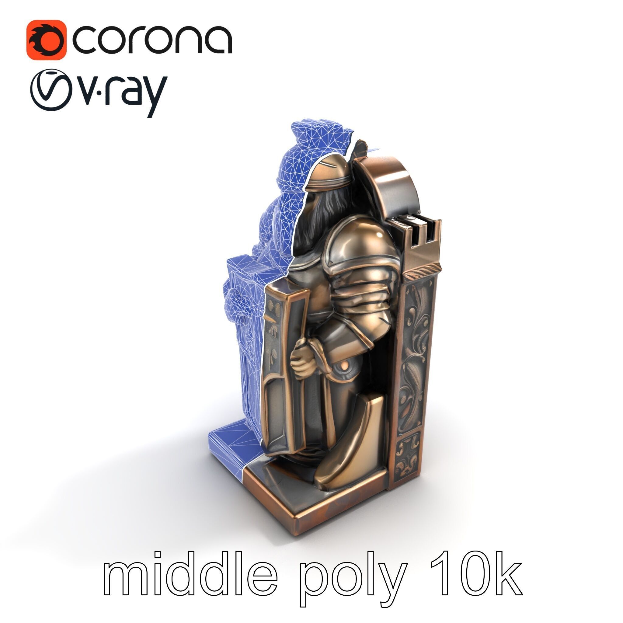 Medieval Knight Castle Bookend model pack Low-poly 3D model_11