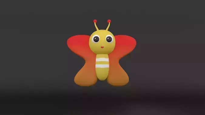 Stylized 3D Cartoon Butterfly