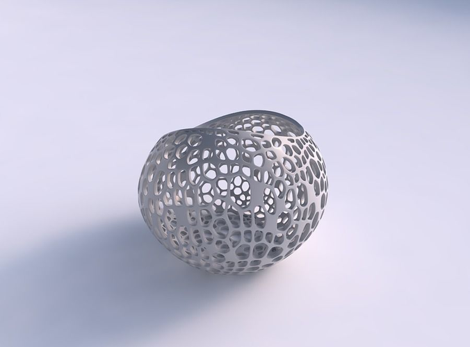 Bowl skewed and twisted with fine organic lattice 3D print model