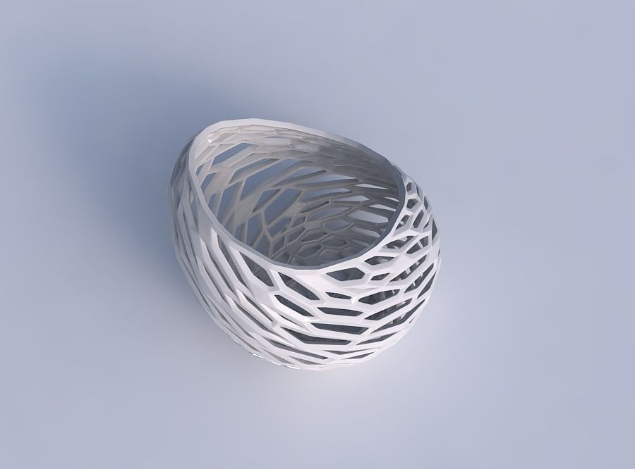 Bowl skewed and twisted with faceted and twisted organic latt... 3D print model_1
